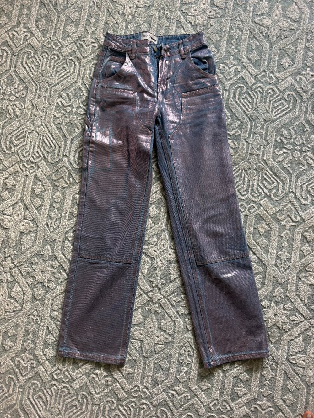 Fashion Nova Metallic Coated Flare Jeans – Size 0